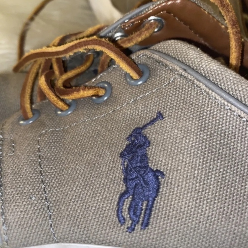 Polo Ralph Lauren Faxon Low Gray Canvas Sneakers Embroidered Pony Men’s Sz 10 D - Picture 7 of 12